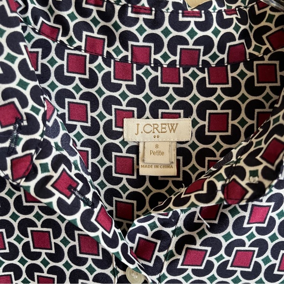 J. Crew Short Sleeve Printed Shirtdress Size 8 Petite - Picture 3 of 8